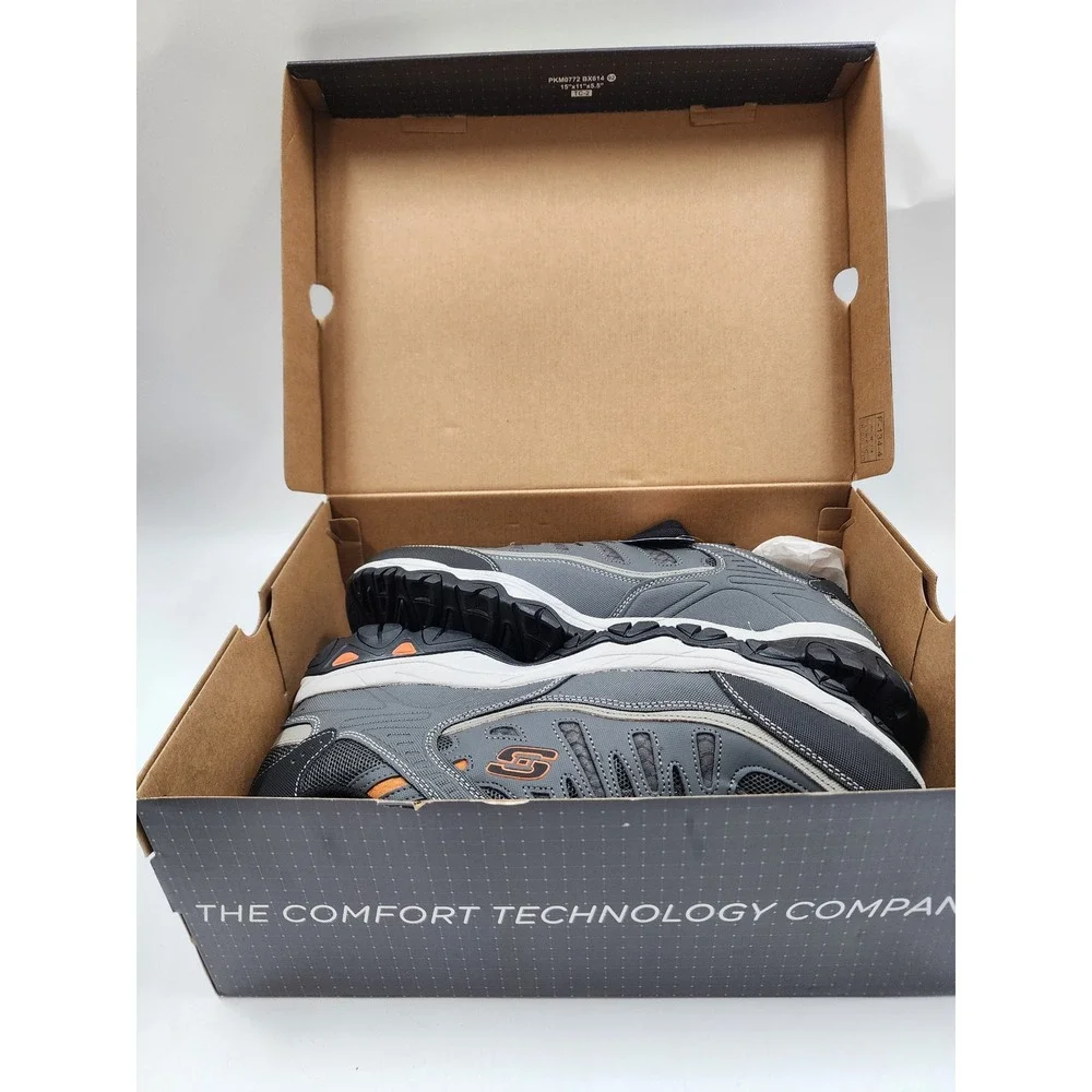 Skechers After Burn Memory Foam Mens Extra Wide Charcoal Grey Sneakers 50125EWW